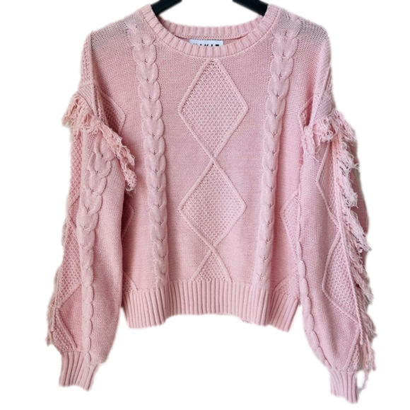 KINKIT Cable Knit Fringe Trim Sweater - Picture 1 of 7